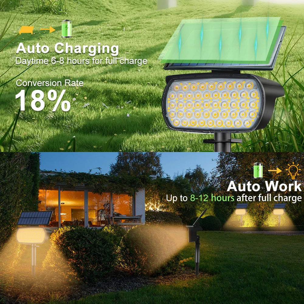 Solar Powered LED Spotlights for Outdoor Landscape Lighting - Smarsty