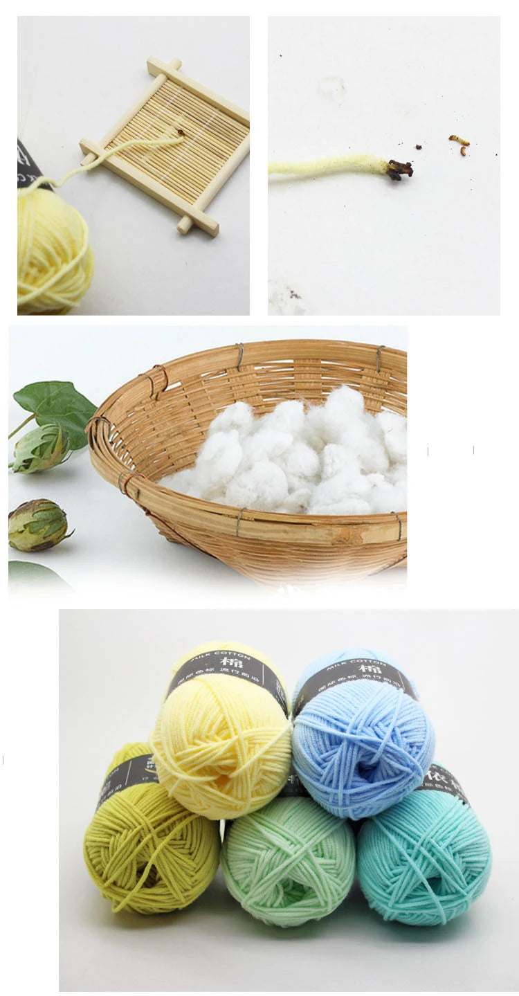Eco-Friendly 4ply Milk Cotton Knitting Yarn Set - Smarsty