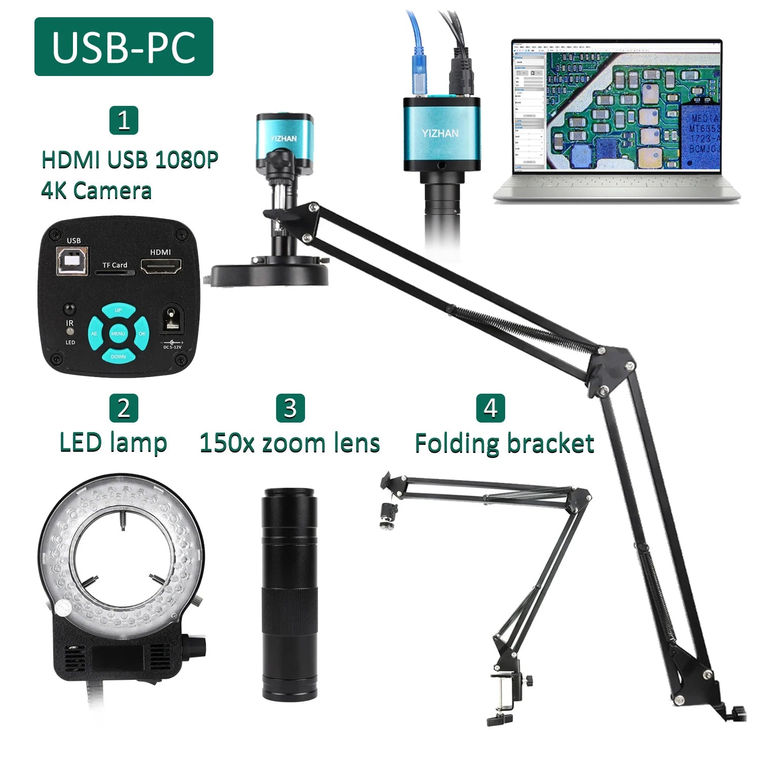 4K Digital Microscope Set with 150X Magnification - Smarsty