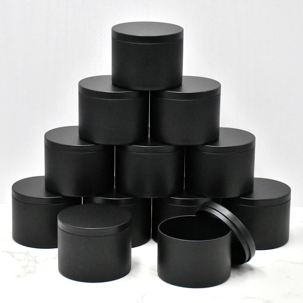 12 Pack 4 Ounce Black Candle Tins for Making - Smarsty