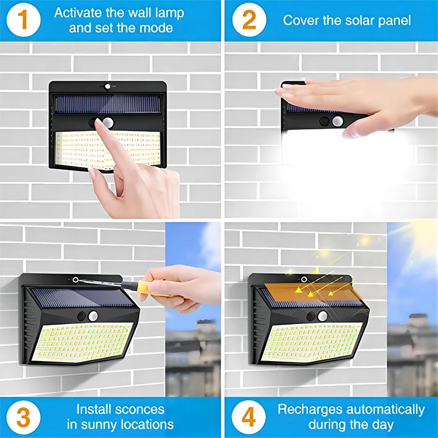 138 LED Solar Wall Lights with Motion Sensor - Smarsty