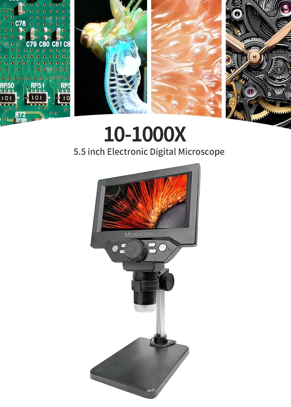 5.5 Inch LCD Digital Microscope 1000X with Adjustable LED - Smarsty