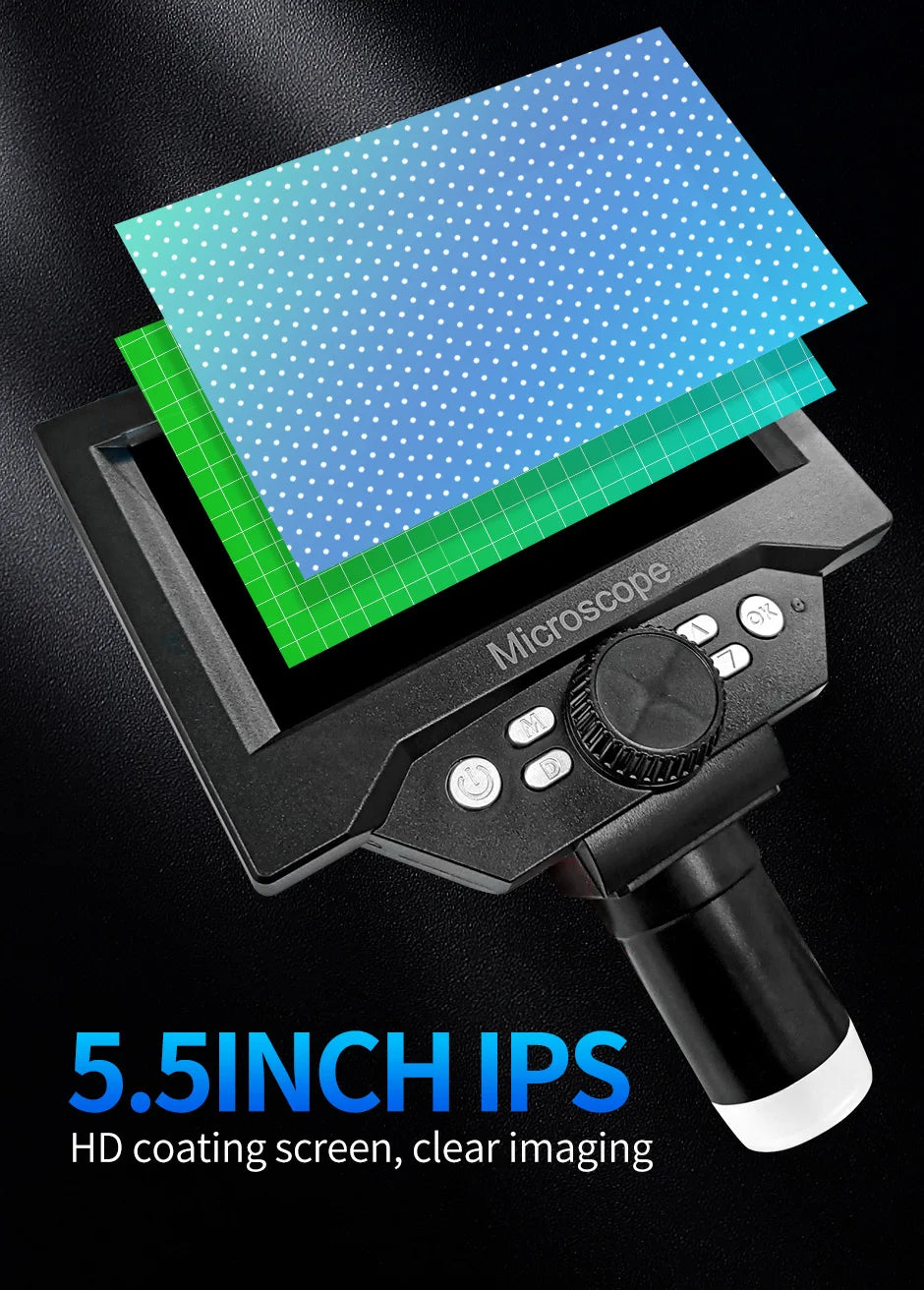 5.5 Inch LCD Digital Microscope 1000X with Adjustable LED - Smarsty