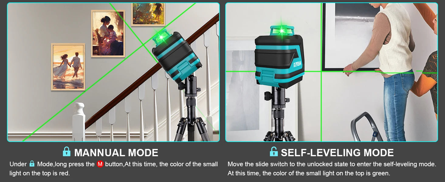 Kiprim 5 Line Laser Level Tool with Green Light - Smarsty