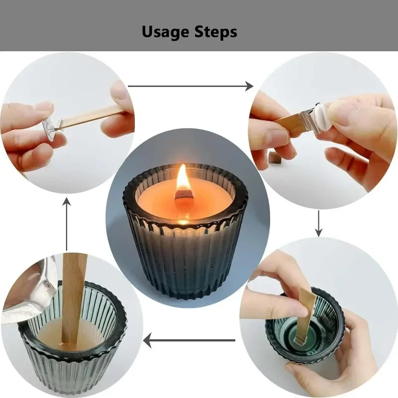 Wooden Candle Wicks with Base Holder for DIY Crafts - Smarsty