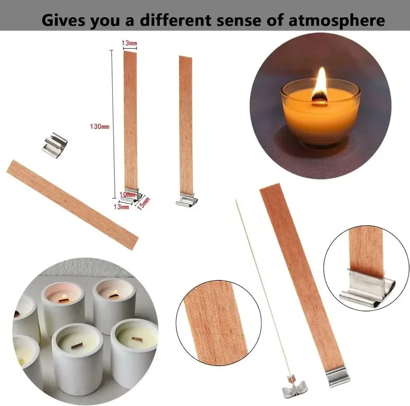 Wooden Candle Wicks with Base Holder for DIY Crafts - Smarsty