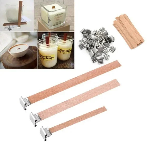 Wooden Candle Wicks with Base Holder for DIY Crafts - Smarsty