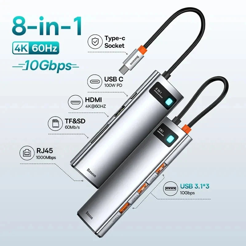 USB-C Hub to HDMI, USB 3.1, Ethernet & SD/TF Card Reader Docking Station for MacBook - Smarsty