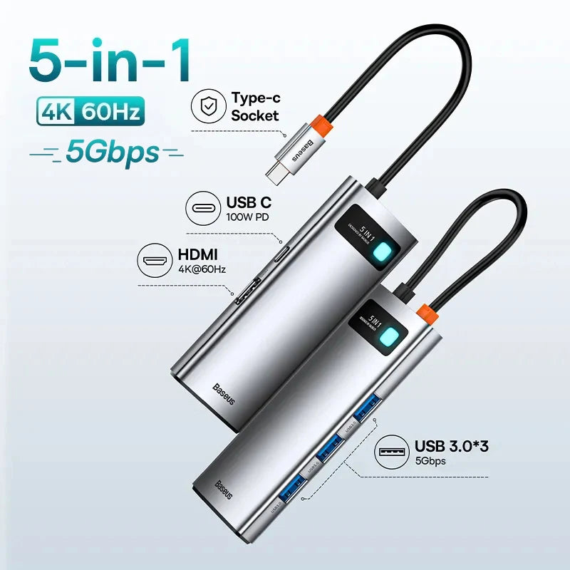 USB-C Hub to HDMI, USB 3.1, Ethernet & SD/TF Card Reader Docking Station for MacBook - Smarsty