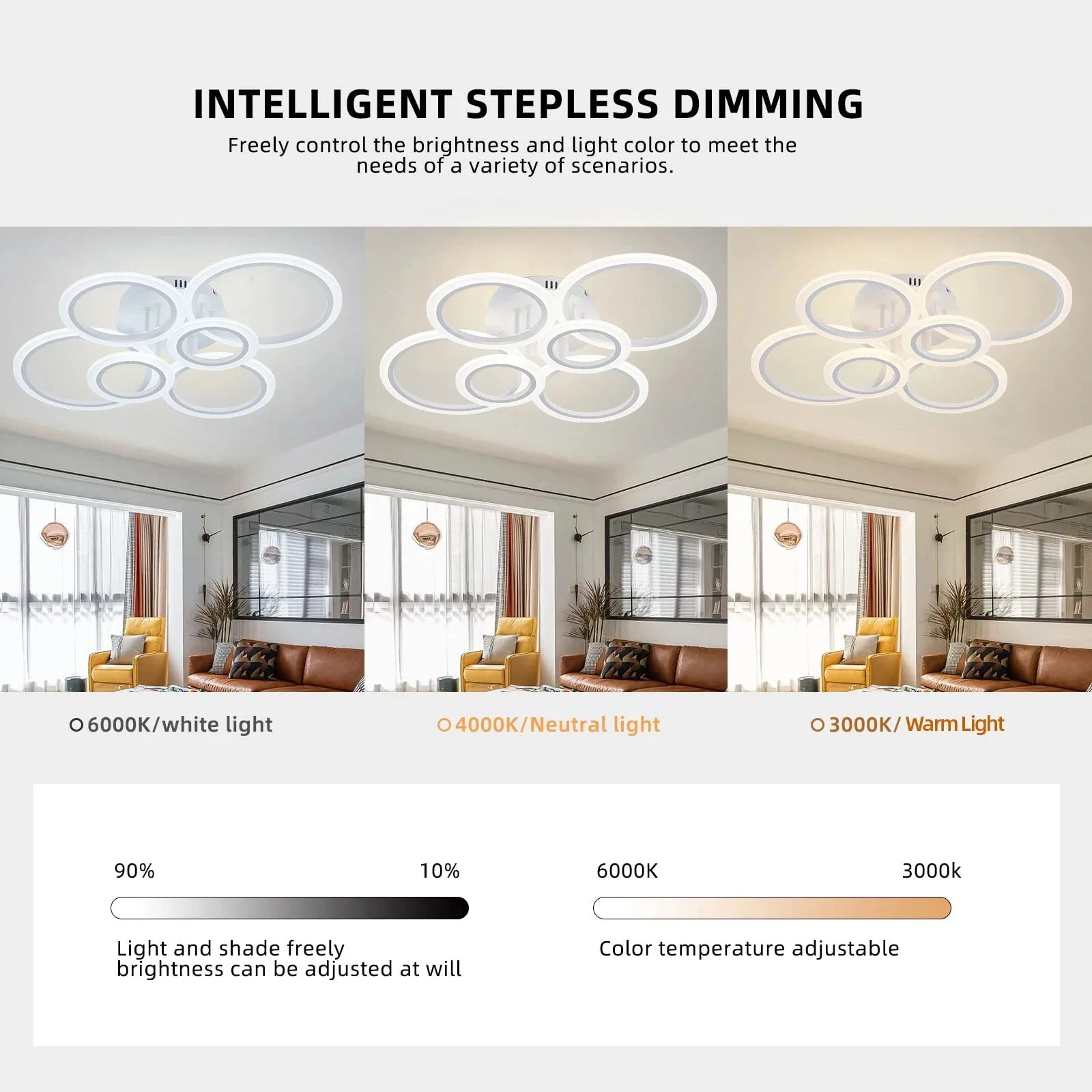 Modern LED Chandelier with Smart App Control - Smarsty