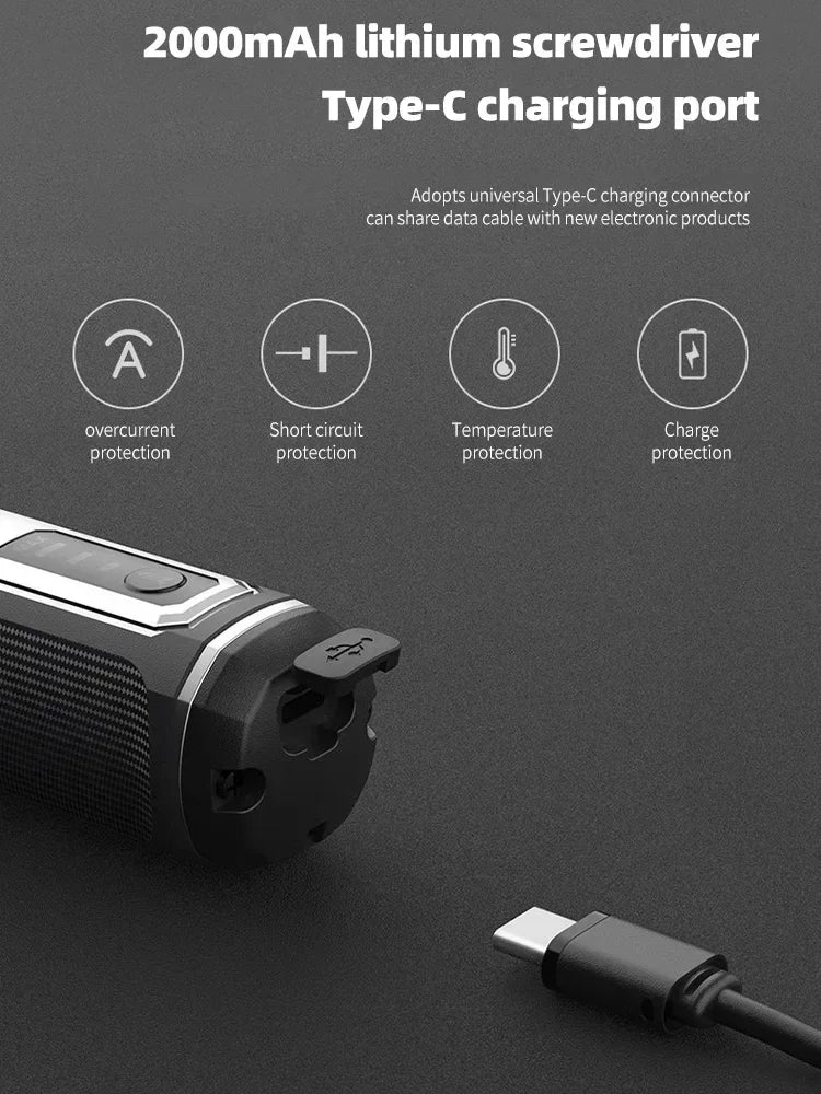 Cordless Electric Screwdriver 2000mAh Rechargeable Power Tool - Smarsty