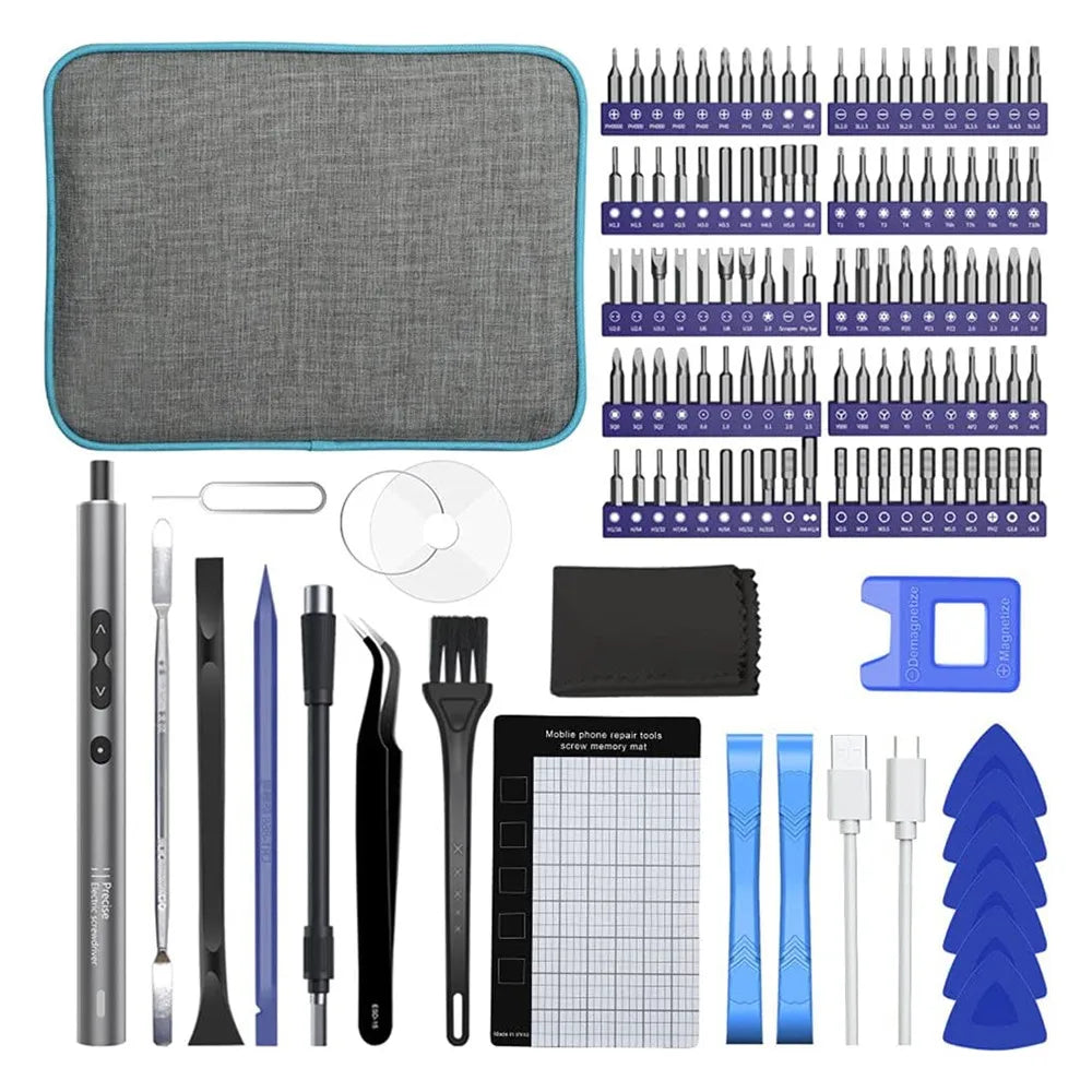 Mini Electric Screwdriver Set with LED Lights and Magnetic Mat - Smarsty