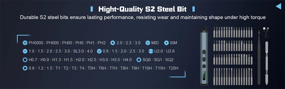 68-in-1 Electric Precision Screwdriver Set with Magnetic Bits - Smarsty
