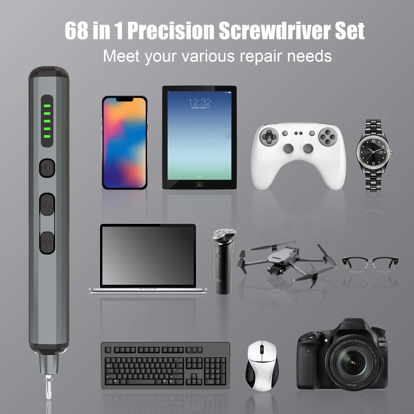 Mini Precision Electric Screwdriver Set with 64 Bits - Smarsty