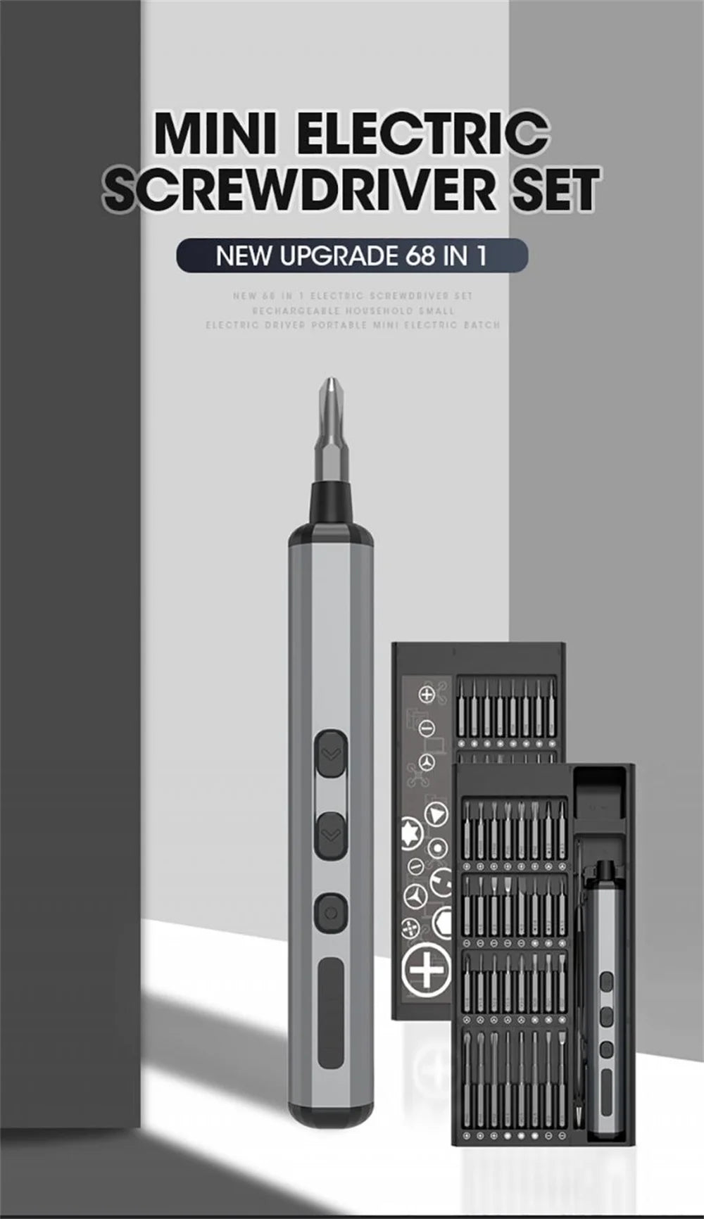 Mini Precision Electric Screwdriver Set with 64 Bits - Smarsty