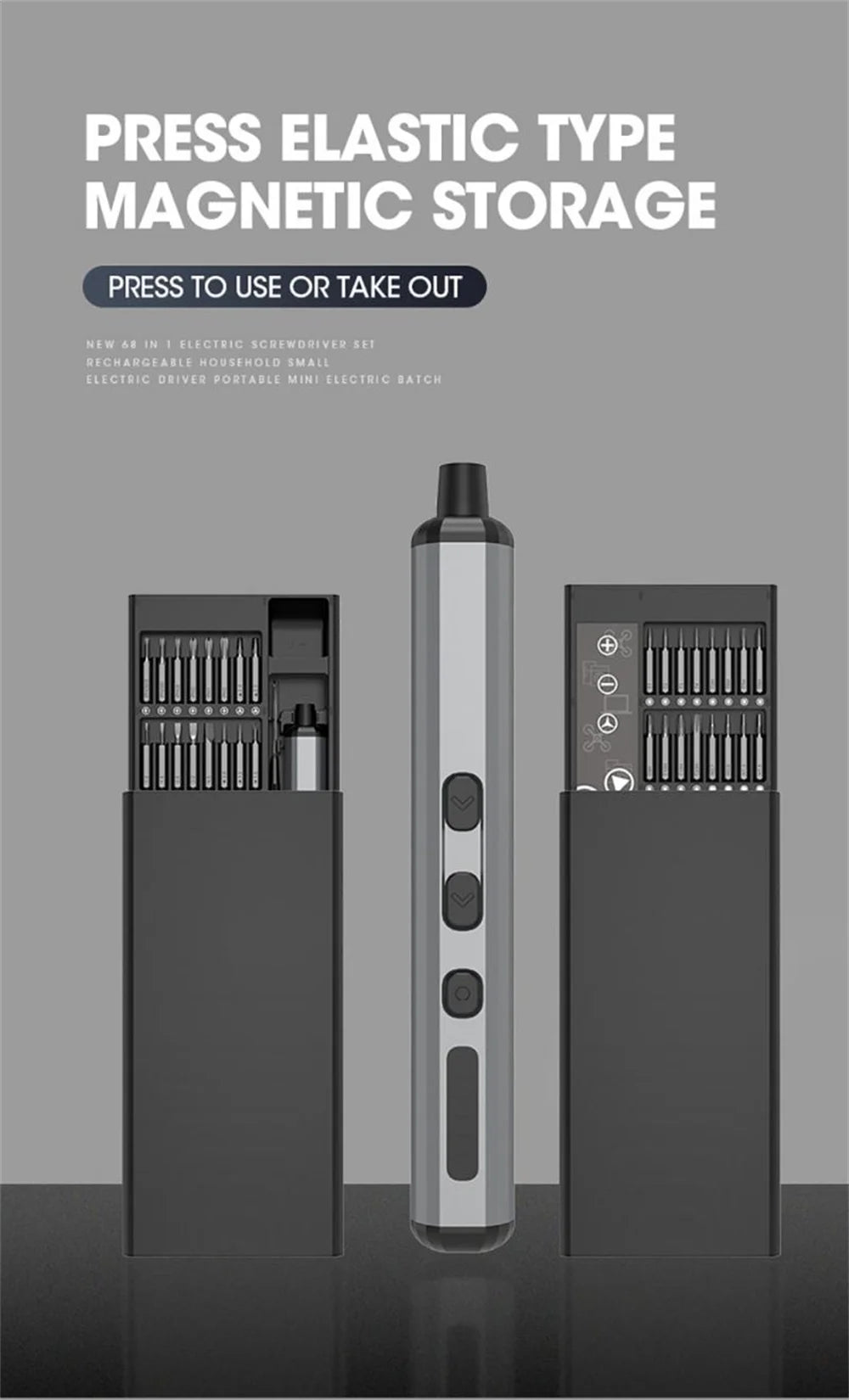 Mini Precision Electric Screwdriver Set with 64 Bits - Smarsty