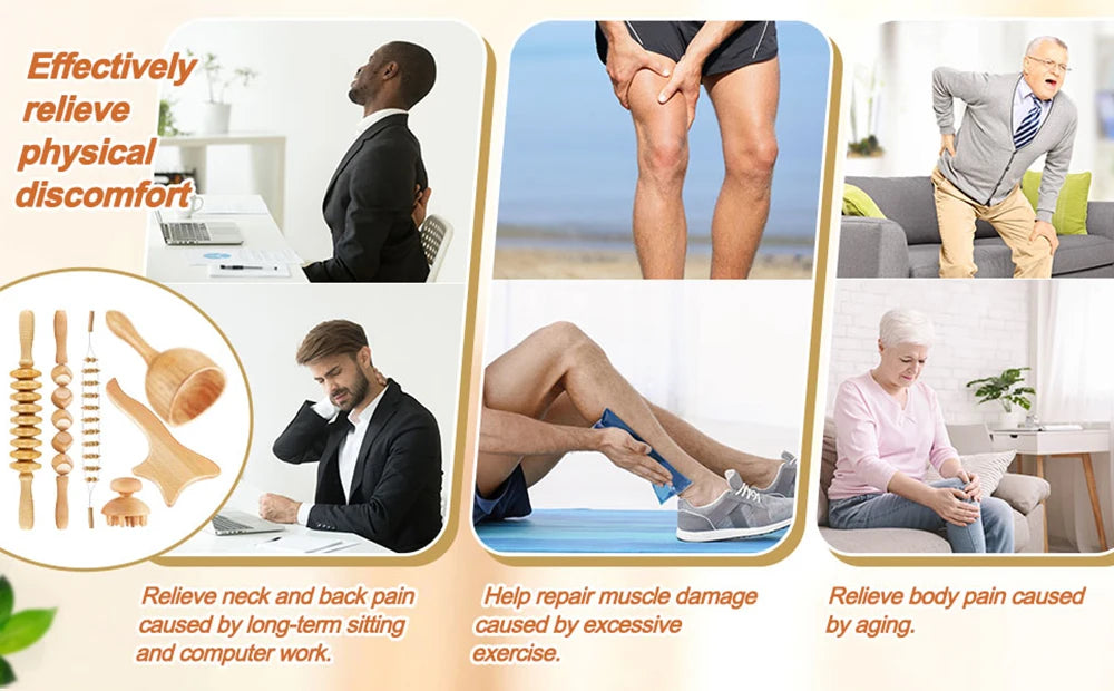 6 In 1 Wooden Massage Tool Set for Lymphatic Drainage - Smarsty