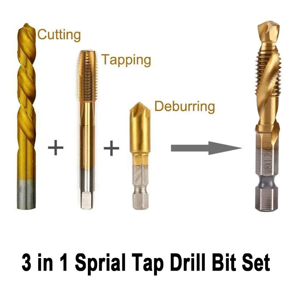 Titanium Plated HSS Tap Drill Bits Set - Smarsty