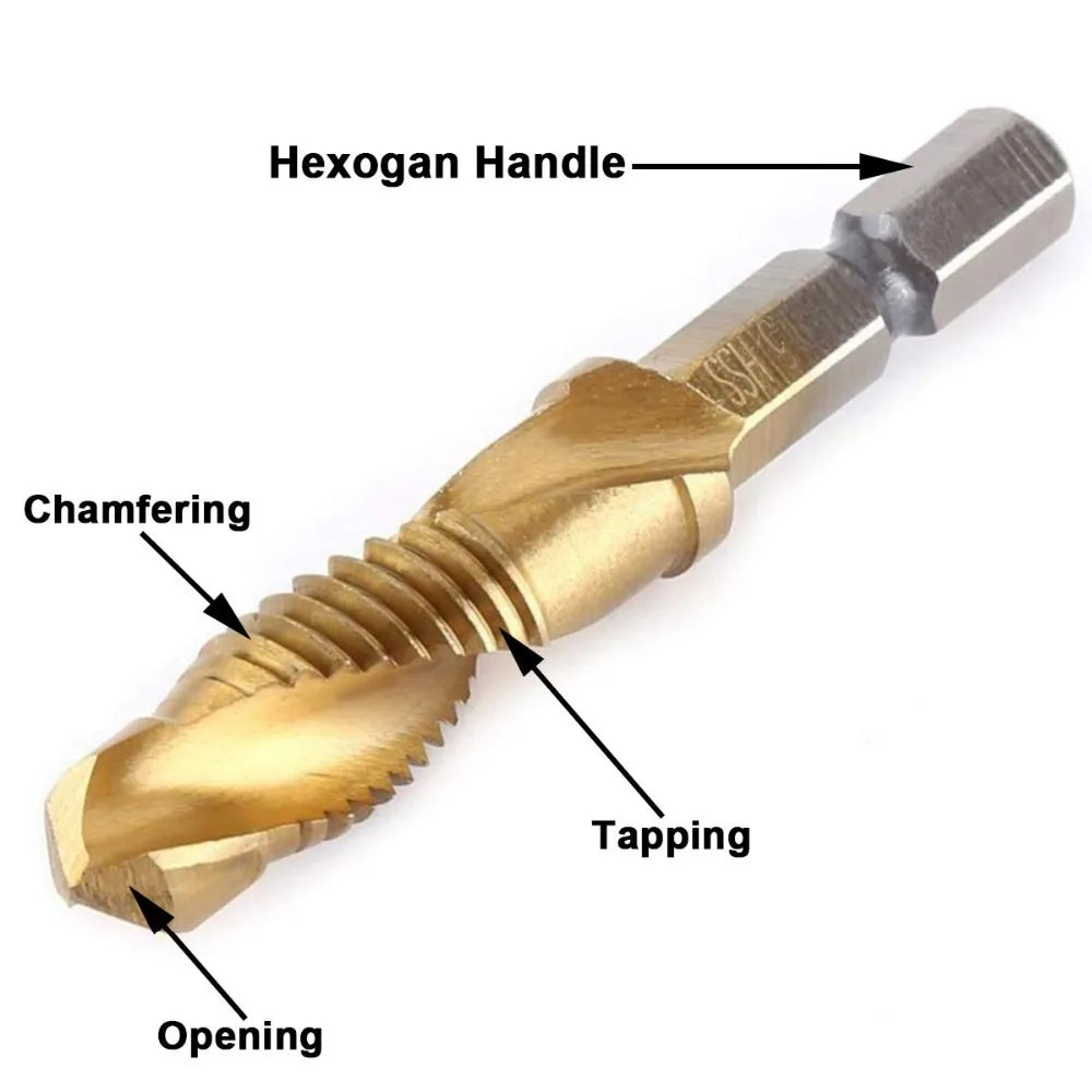 Titanium Plated HSS Tap Drill Bits Set - Smarsty