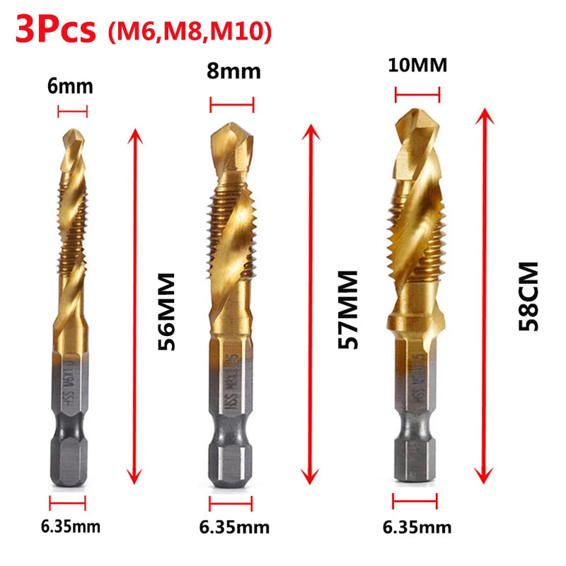 Titanium Plated HSS Tap Drill Bits Set - Smarsty