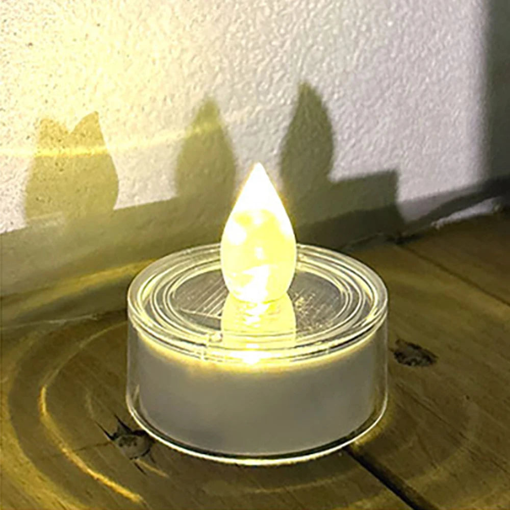 Solar Tea Light LED Candles Waterproof Rechargeable For Outdoor Decor - Smarsty