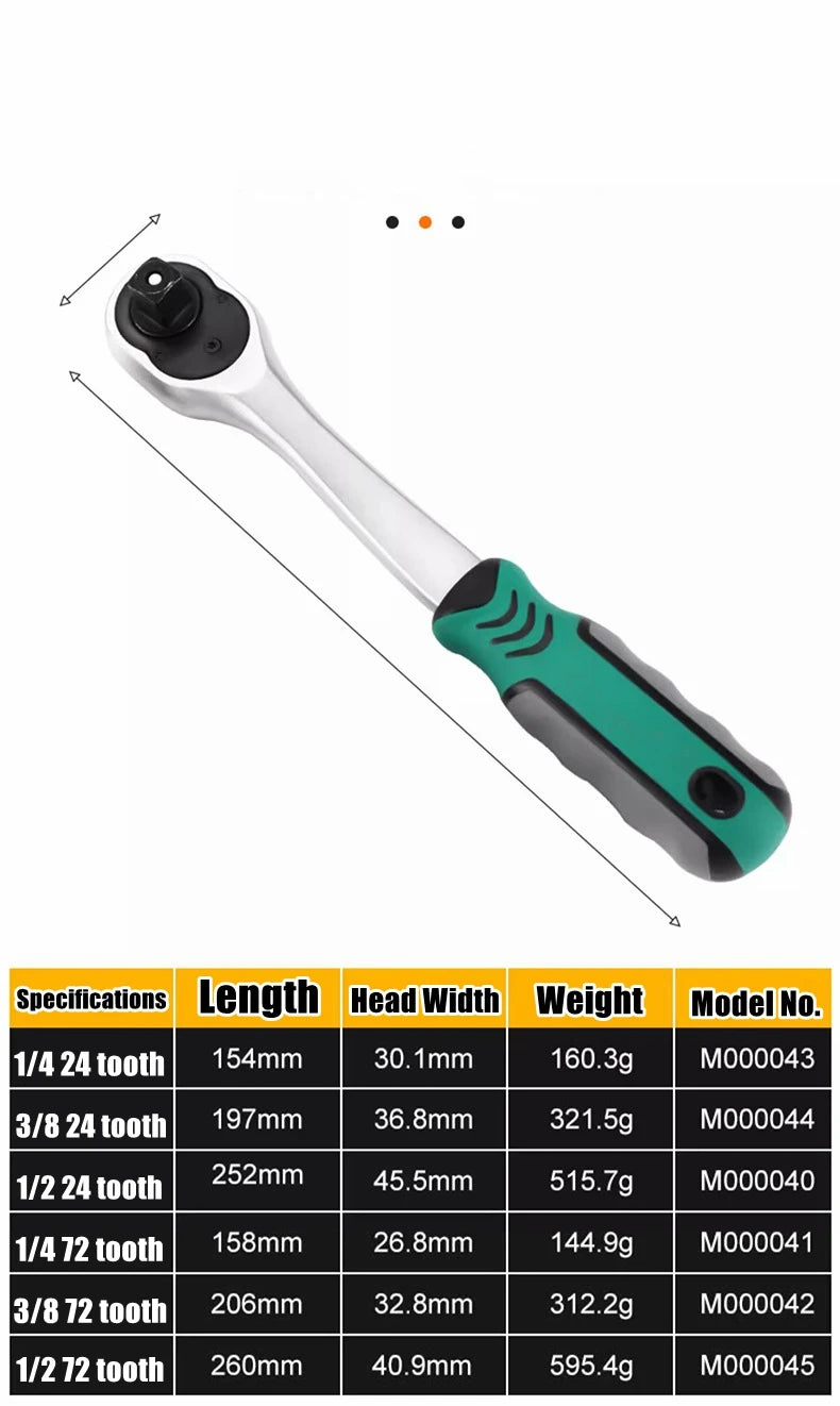 Quick Ratchet Wrench Set with 24/72 Tooth Design - Smarsty
