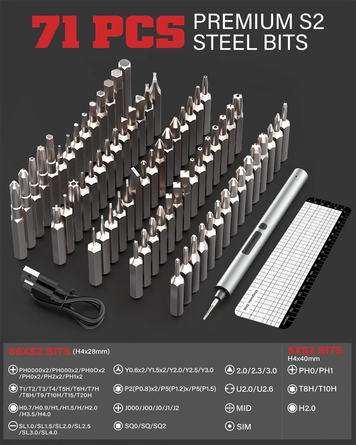75 in 1 Electric Screwdriver Set with LED Lights - Smarsty