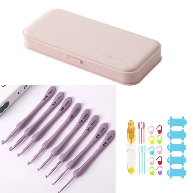 Purple Crochet Hooks Set for Crafting and Weaving - Smarsty