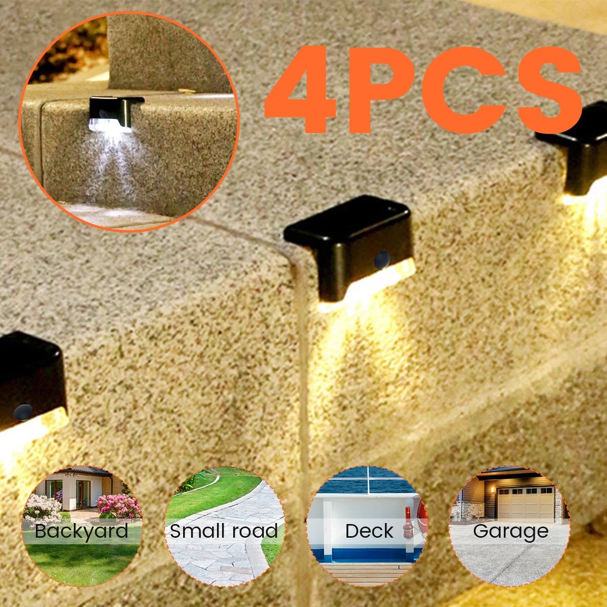 Solar LED Garden Lights Waterproof Outdoor Step Lamps - Smarsty