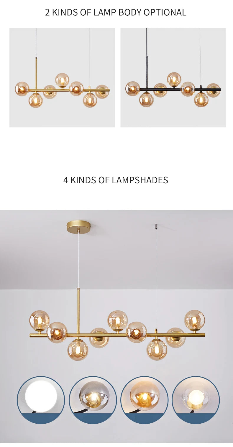 Nordic Modern LED Pendant Light with Glass Balls - Smarsty