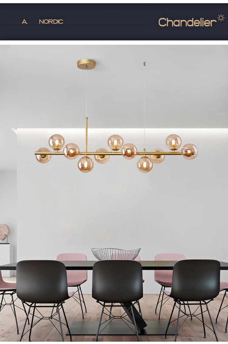 Nordic Modern LED Pendant Light with Glass Balls - Smarsty