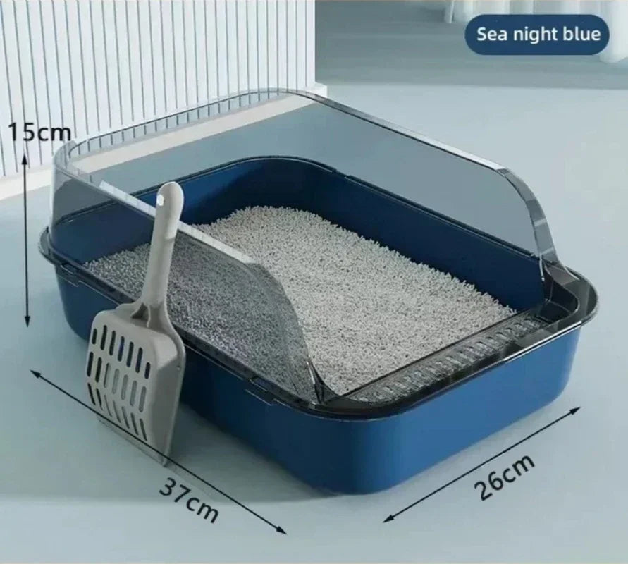 Semi-Enclosed Splashproof Kitty Litter Box for Easy Cleaning - Smarsty