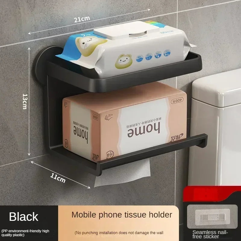 Modern Wall-Mounted Toilet Paper Holder with Storage Shelf - Smarsty