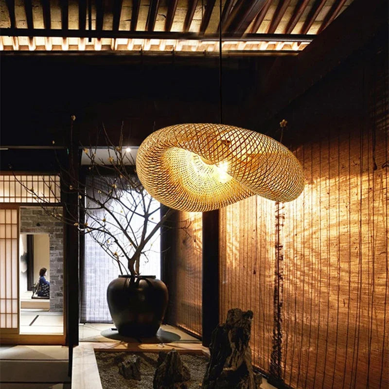 Hand Knitted Bamboo Pendant Lamp for Home Decor - Smarsty