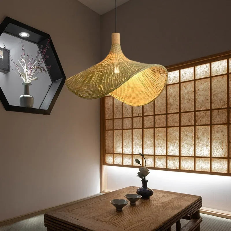Hand Knitted Bamboo Pendant Lamp for Home Decor - Smarsty