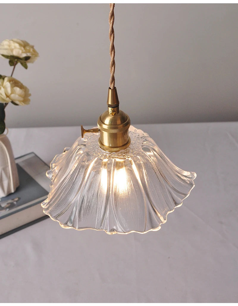 Vintage Flower Glass Pendant Light Fixture for Home Decor - Smarsty