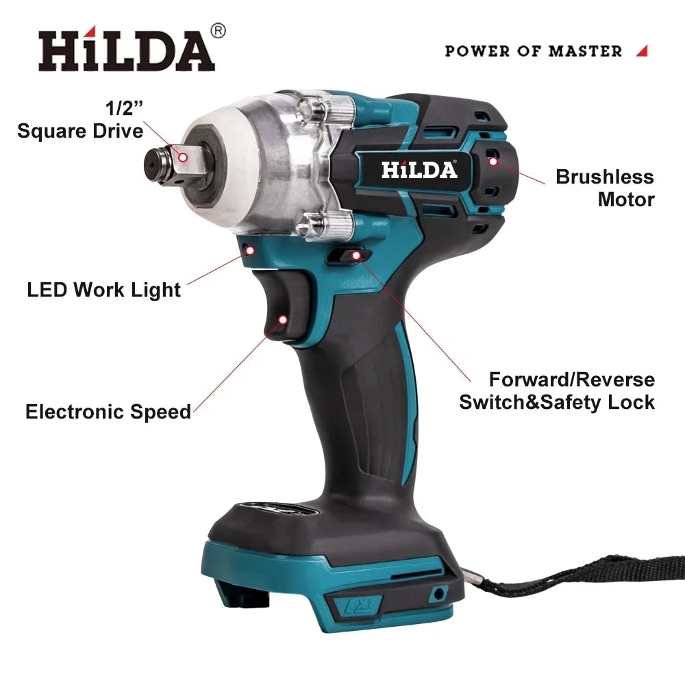 HILDA 18V Rechargeable Electric Impact Wrench for Car Maintenance - Smarsty