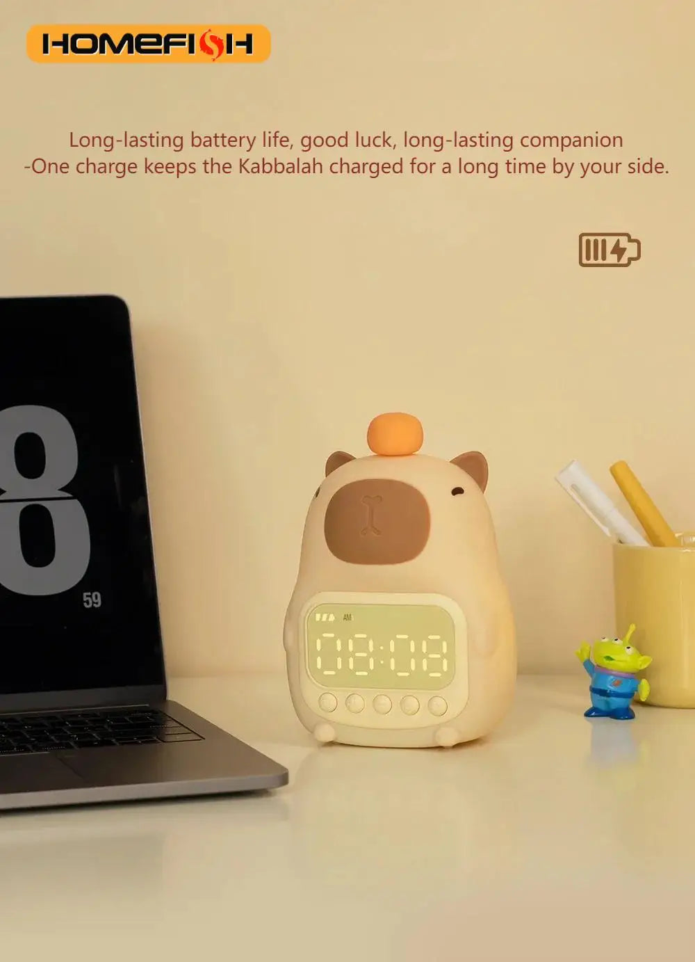 Capybara LED Night Light Alarm Clock for Kids - Smarsty