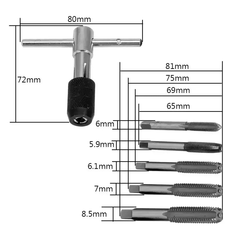 6PCS Tap Drill Wrench Set for M3-M8 Screws - Smarsty