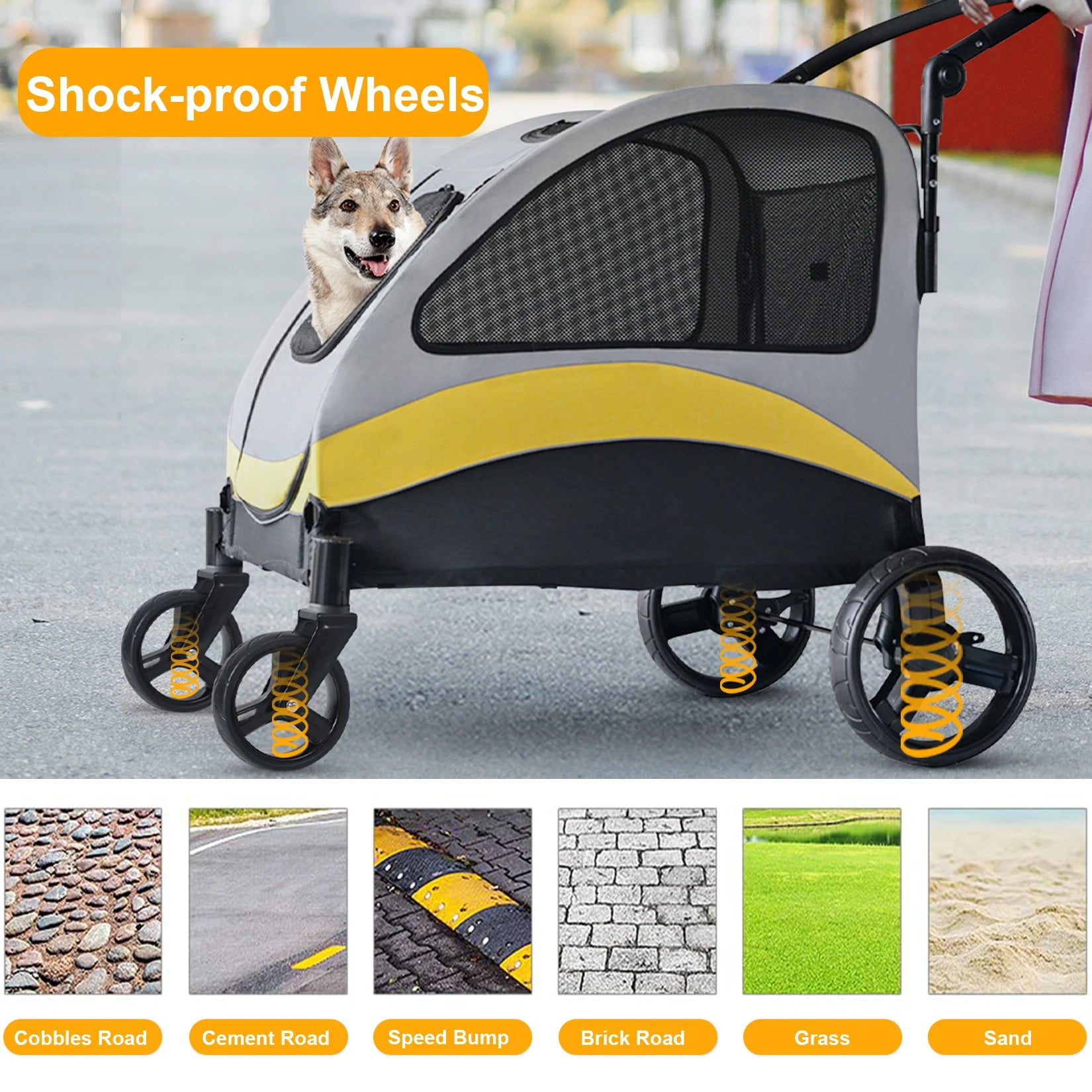 Portable Dog Stroller for Large Dogs with Breathable Carrier - Smarsty
