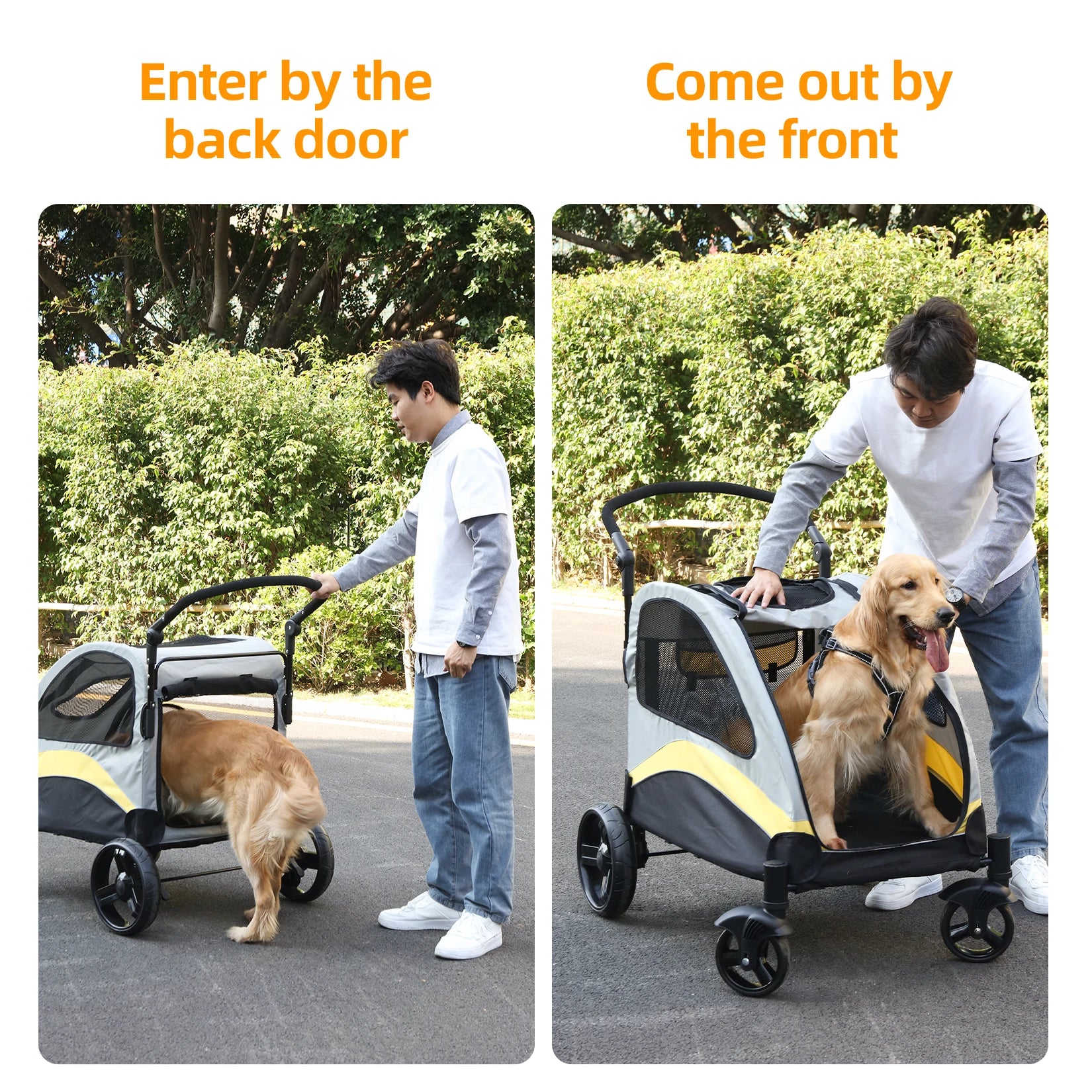 Portable Dog Stroller for Large Dogs with Breathable Carrier - Smarsty