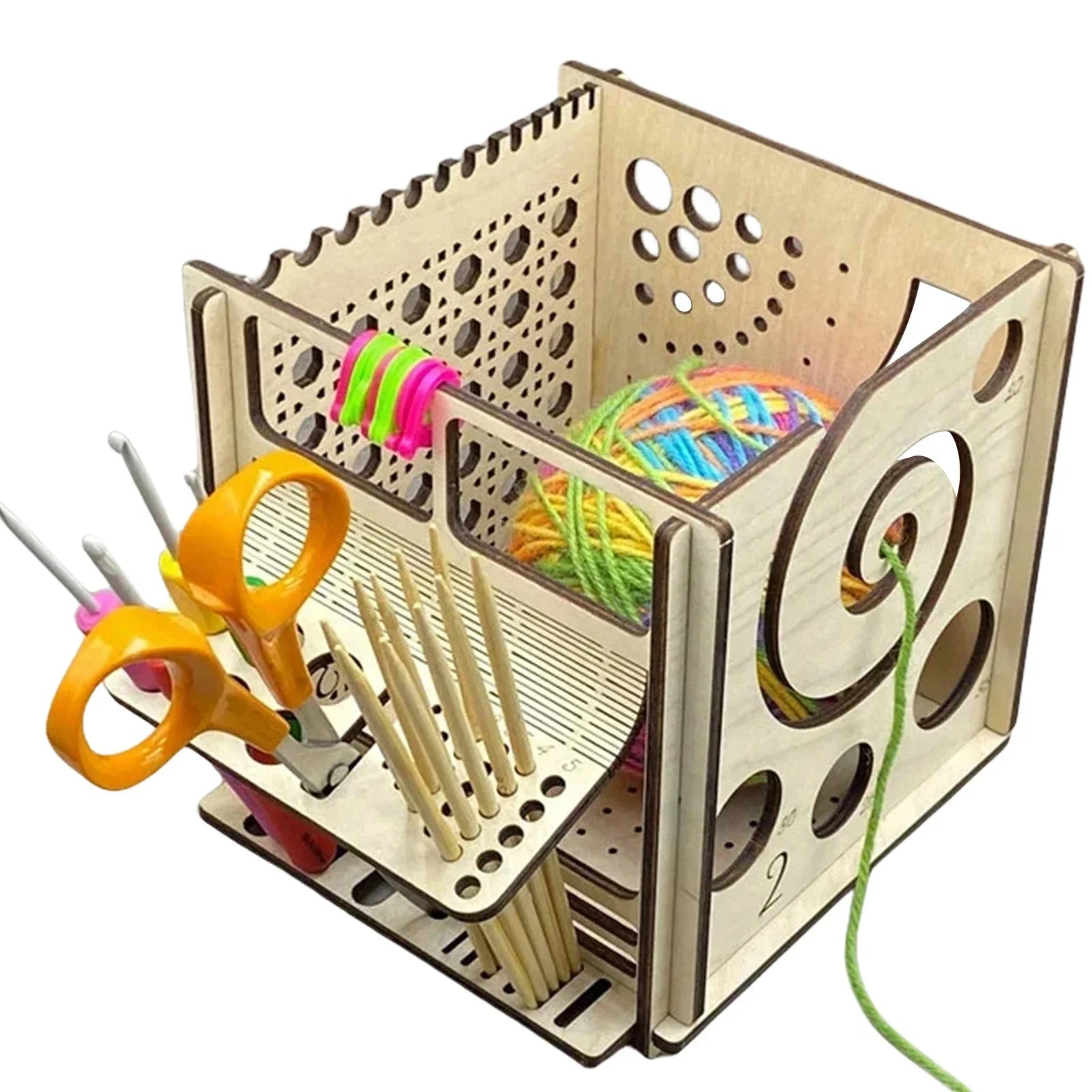 All-in-One Wooden Yarn Bowl for Crochet Storage - Smarsty