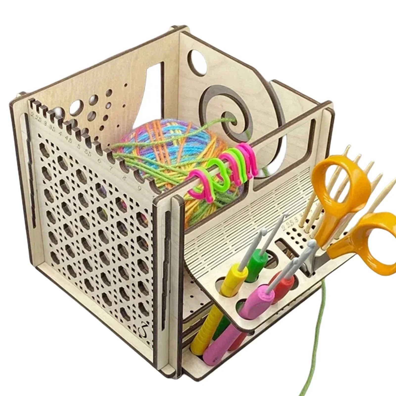 All-in-One Wooden Yarn Bowl for Crochet Storage - Smarsty