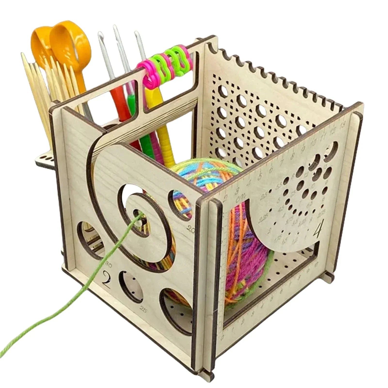 All-in-One Wooden Yarn Bowl for Crochet Storage - Smarsty