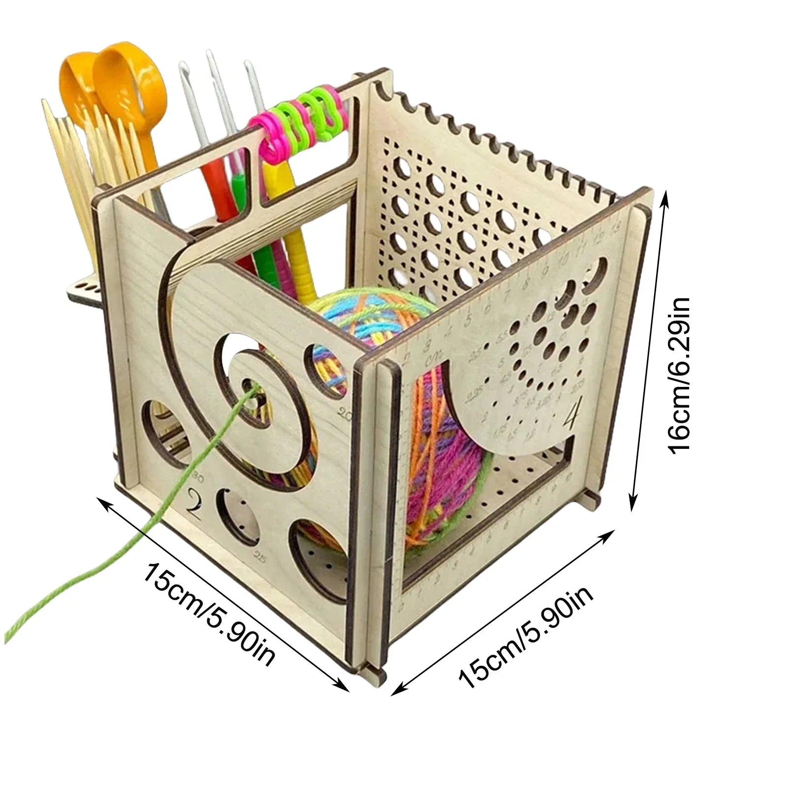 All-in-One Wooden Yarn Bowl for Crochet Storage - Smarsty