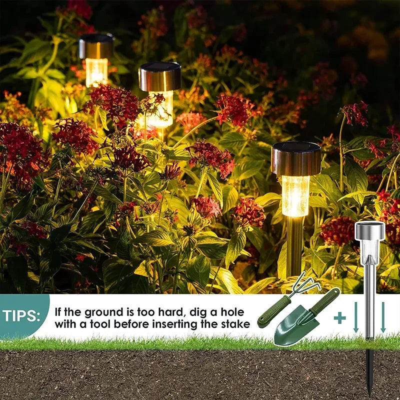 10 Pack Solar Powered Garden Lanterns for Pathway Lighting - Smarsty