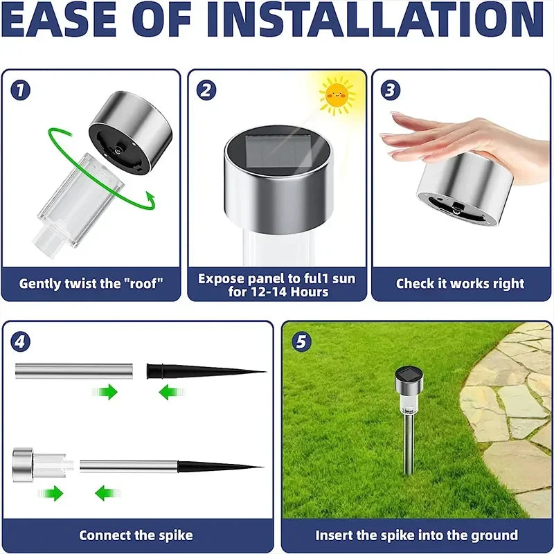 10 Pack Solar Powered Garden Lanterns for Pathway Lighting - Smarsty