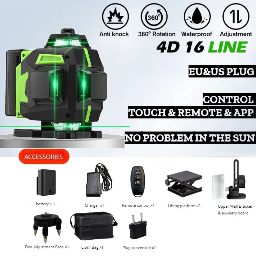 16 Lines Green Laser Level with Self-Leveling Precision - Smarsty