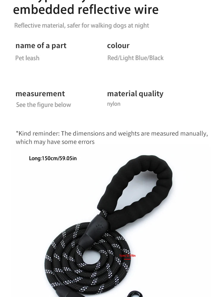 Reflective Dog Leash with Padded Handle for Safety - Smarsty
