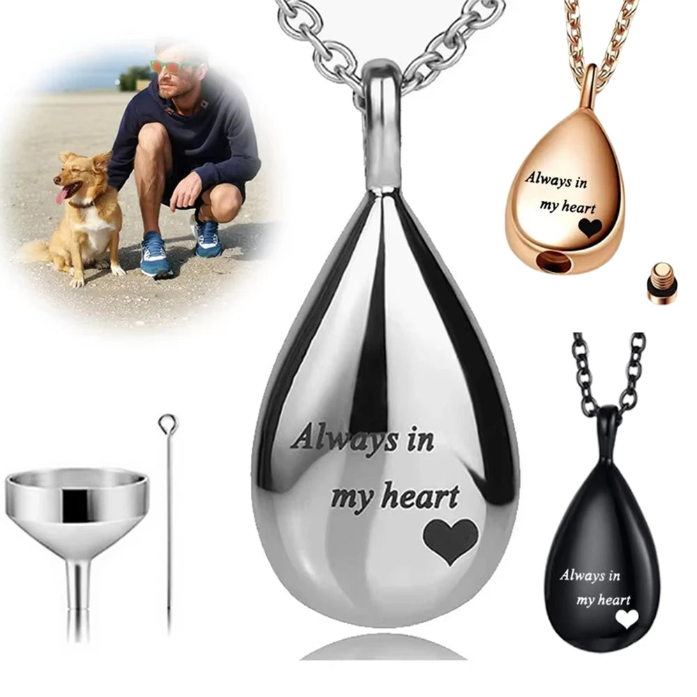 Stainless Steel Pet Urn Pendant Necklace Keepsake - Smarsty